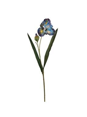 Artificial Iris Flower 33 Inch Tall Blue Faux Iris Stem Hand Painted Look Floral